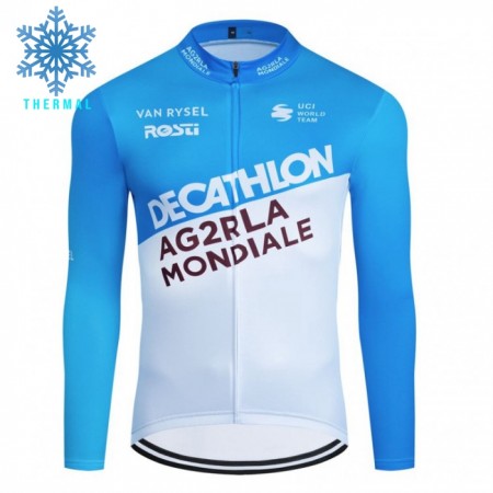 Maglia 2024 Decathlon Ag2r Manica Lunga Winter Invernale Blu Bianco Maglia 2024 Decathlon Ag2r Manica Lunga Winter Invernale Blu Bianco